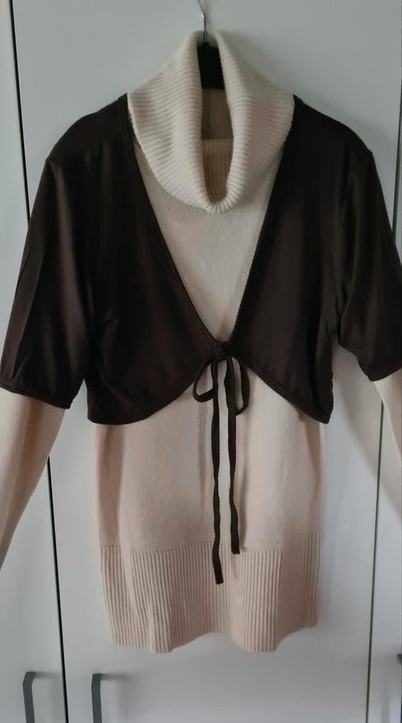 Zachte, warme beige sous-pull, S, met bijpassend bolerootje, Kleding | Dames, Ophalen of Verzenden, Zo goed als nieuw, Maat 36 (S)