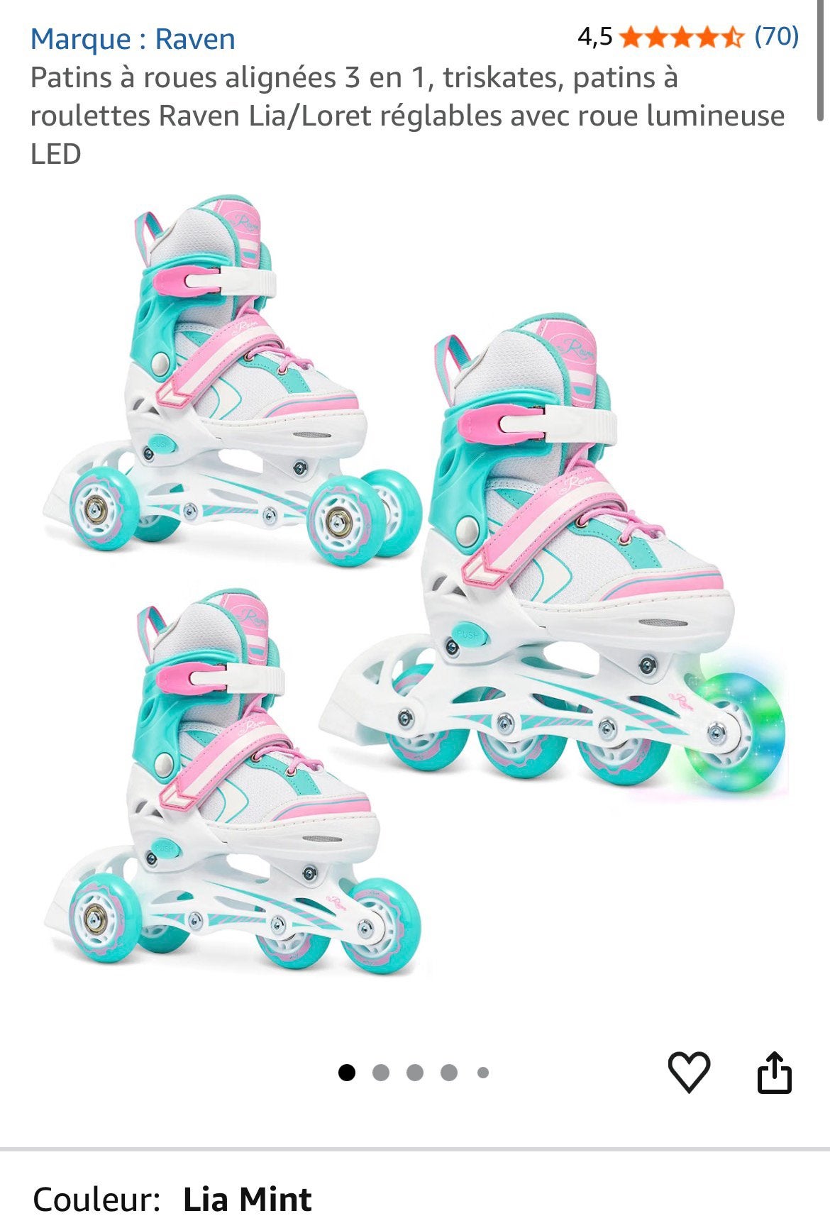 Patins à roulettes 3 en 1 Raven avec roues lumineuses, Enfants & Bébés, Enlèvement, Utilisé