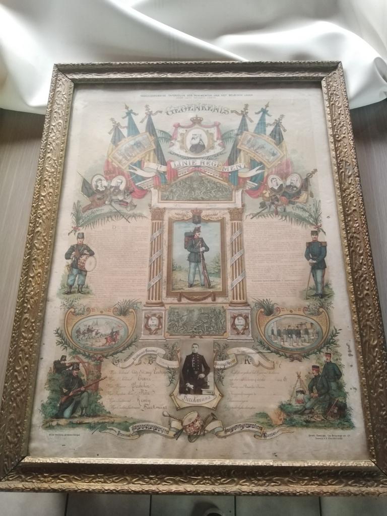 Belgisch leger document gedenkenis 1900, Antiek en Kunst, Kunst | Tekeningen en Fotografie, Ophalen
