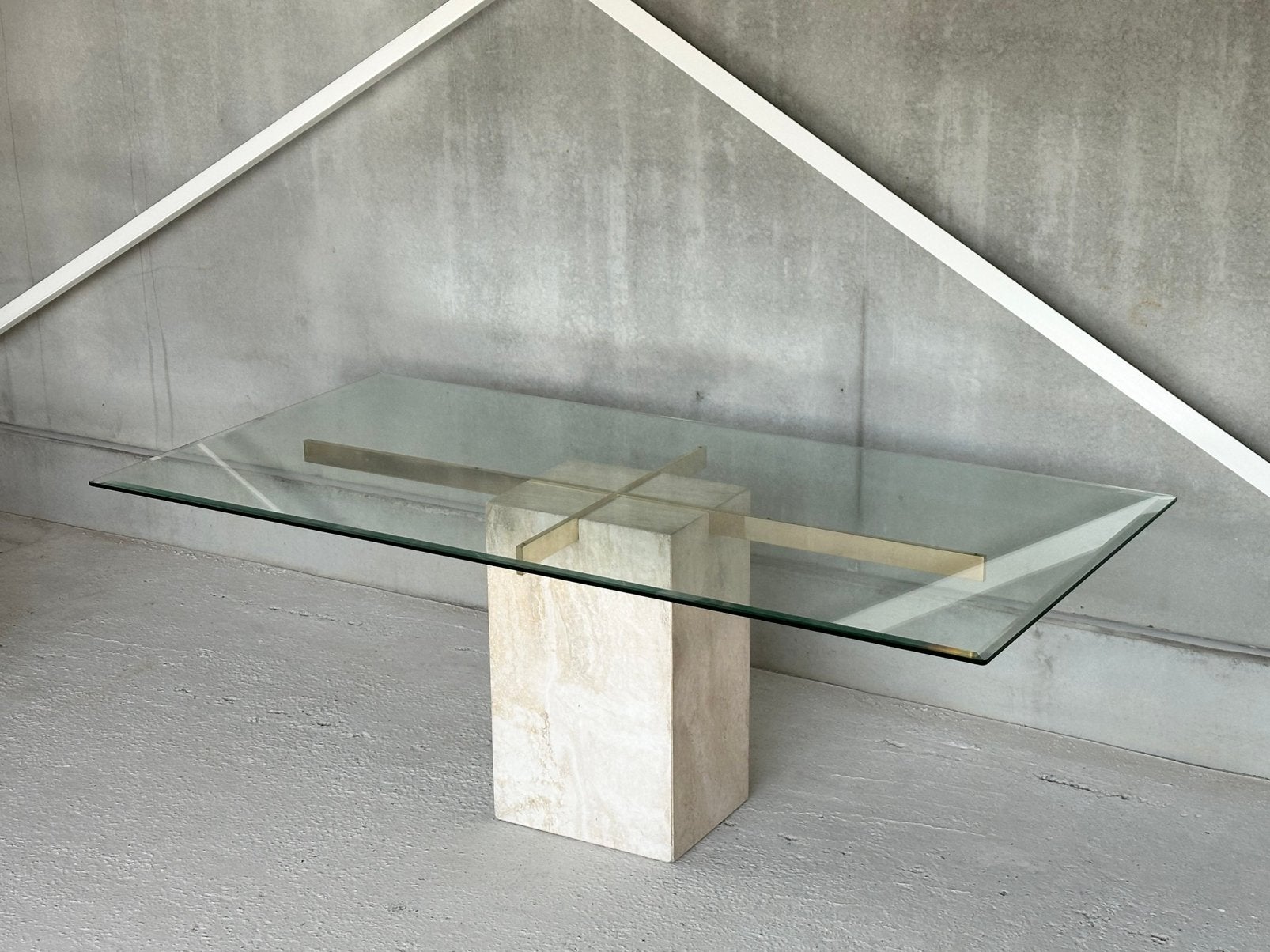 Vintage Artedi travertine eetkamertafel 1980s, Enlèvement