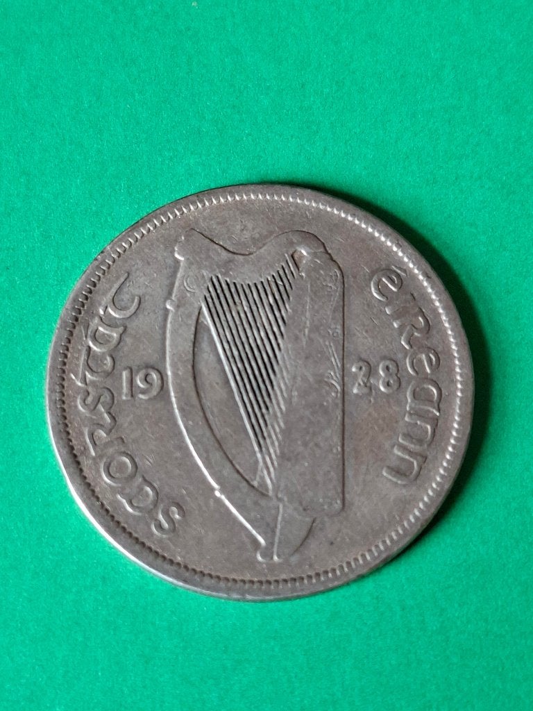 1928 Ierland half crown in zilver met paard, Verzenden, Overige landen, Losse munt, Zilver
