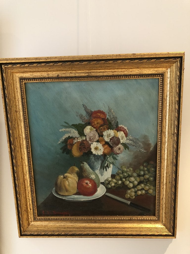 Stilleven met bloemen, Antiek en Kunst, Paneel, Stilleven, Ophalen of Verzenden, Gesigneerd