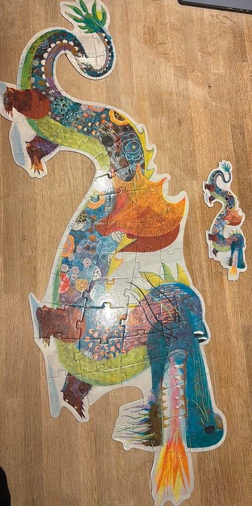 Grote puzzel van een draak, Kinderen en Baby's, Ophalen of Verzenden, Meer dan 50 stukjes, Zo goed als nieuw