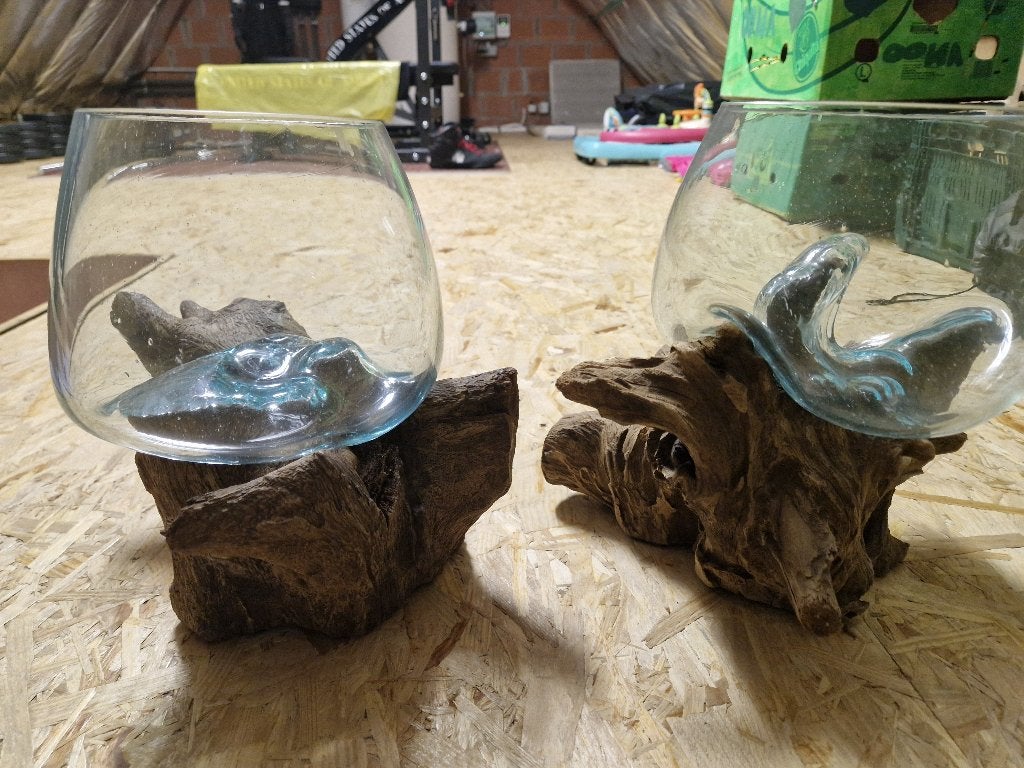Decowood Glass: glas vaas op boomstronk, Ophalen, Zo goed als nieuw, Glas