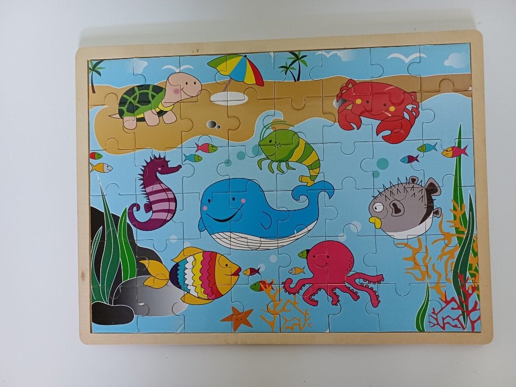 Houten puzzel 48 stuks, Kinderen en Baby's, Speelgoed | Kinderpuzzels, Ophalen, Gebruikt, 10 tot 50 stukjes, Van hout