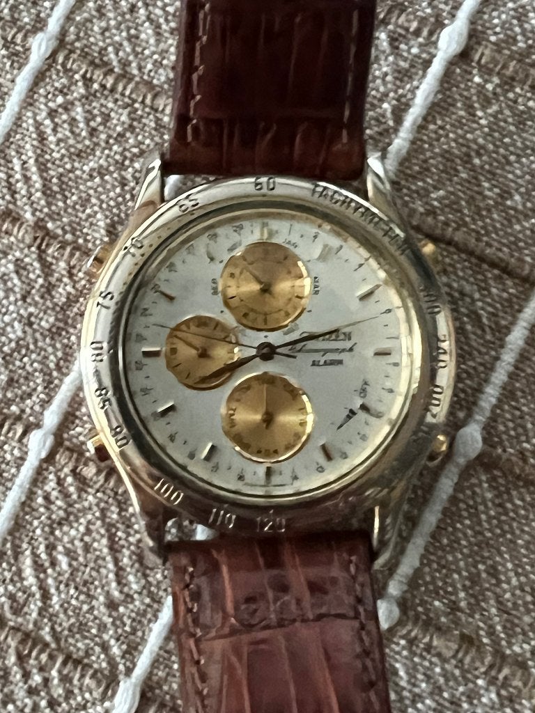 Citizen Vintage chronograaf, Handtassen en Accessoires, Horloges | Heren, Ophalen of Verzenden, Leer, Gebruikt, Polshorloge