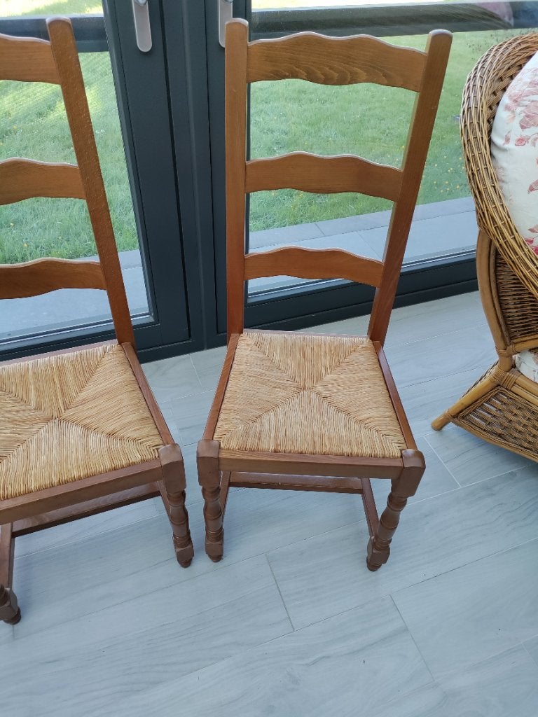 Chaises avec fond en paille 10€/P, Enlèvement, Utilisé, Bois, Quatre