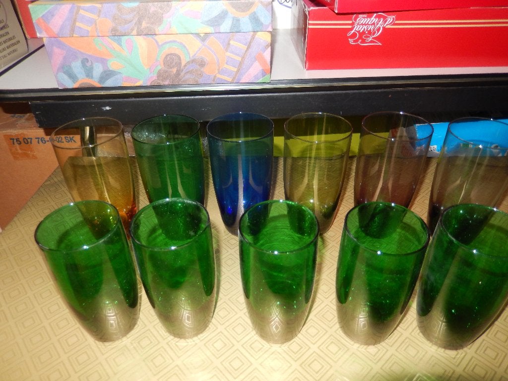 GEKLEURDE LONGDRINK GLAZEN, Ophalen of Verzenden, Zo goed als nieuw, Overige typen