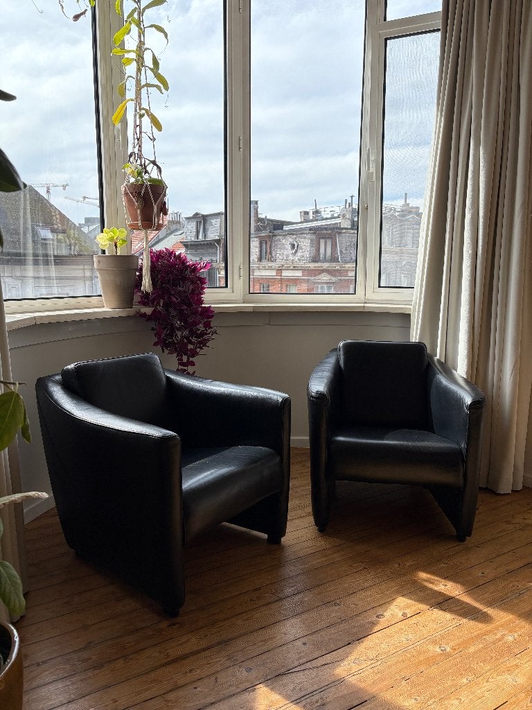 Fauteuils Touché 2st, Huis en Inrichting, Ophalen, Twee, Zwart, Leer