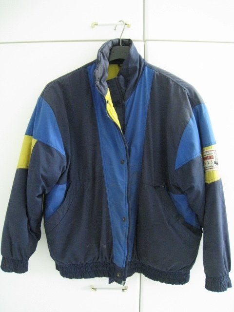 Vest, medium, blauw buiten, geel binnen, perfekte saat, Ophalen, Blauw