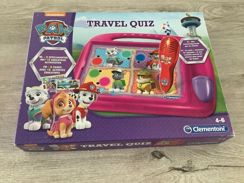 Paw Patrol travel quiz gezelschapspel, Kinderen en Baby's, Ophalen of Verzenden, Zo goed als nieuw, Elektronica, Met geluid