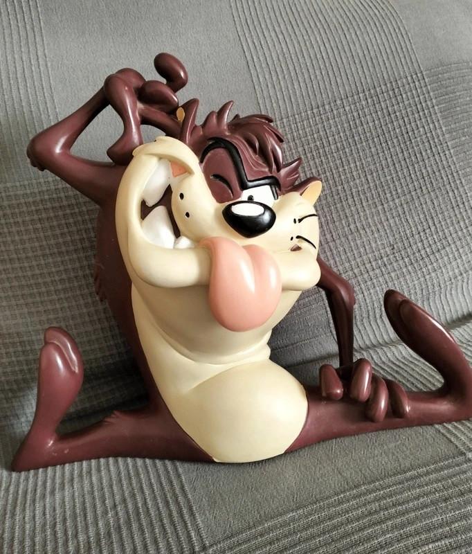 Looney Tunes Taz Tasmanian Devil Zittend Groot Vintage Beeld, Enlèvement, Looney Tunes, Utilisé, Statue ou Figurine
