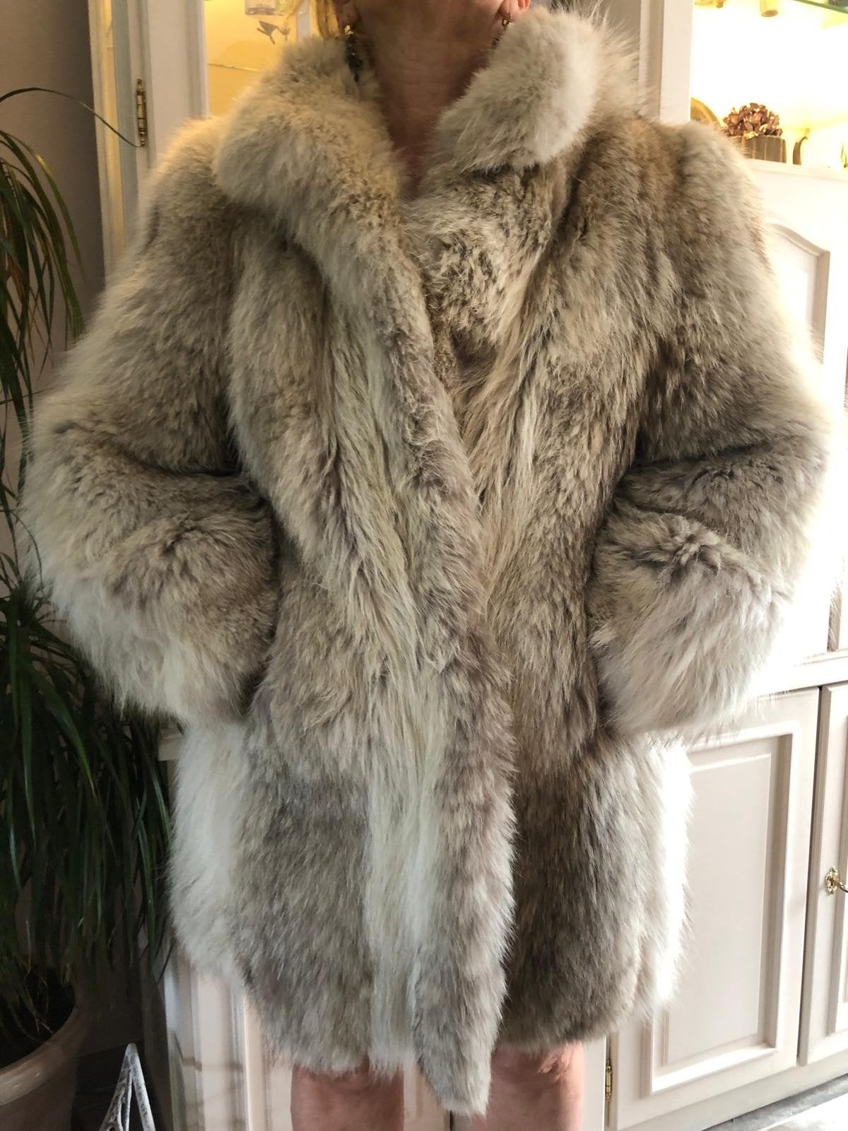 manteau loup  taille, Enlèvement ou Envoi, Comme neuf, Gris