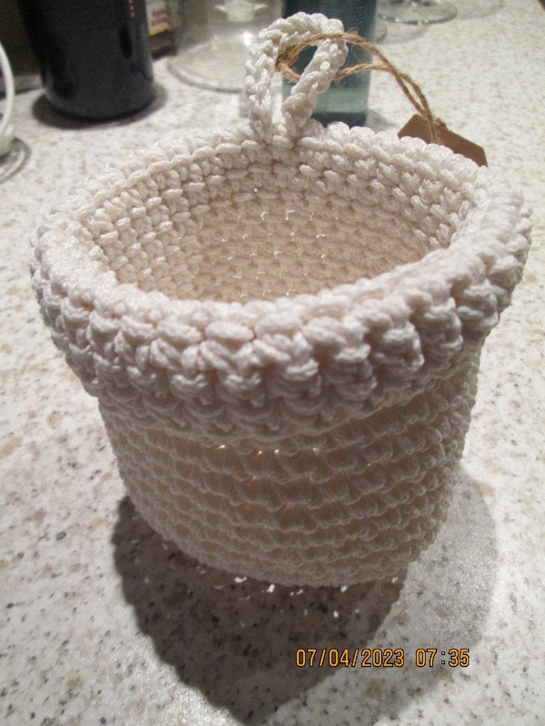 Panier de rangement en coton blanc 14,5 X 14,5 cm, Neuf, Tressé, Rond, Enlèvement
