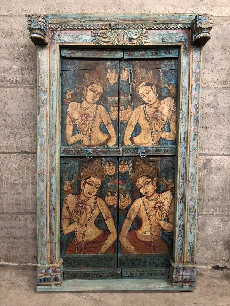 Antieke Oosterse deur Indiase deur Oosterse poort, Doe-het-zelf en Bouw, Ophalen, Binnendeur, Zo goed als nieuw, Hout