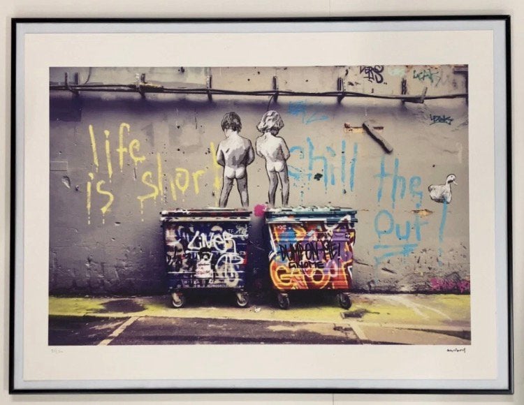 BANKSY: lithografie op groot formaat. Van de 50 exemplaren, Antiek en Kunst, Kunst | Litho's en Zeefdrukken, Ophalen of Verzenden