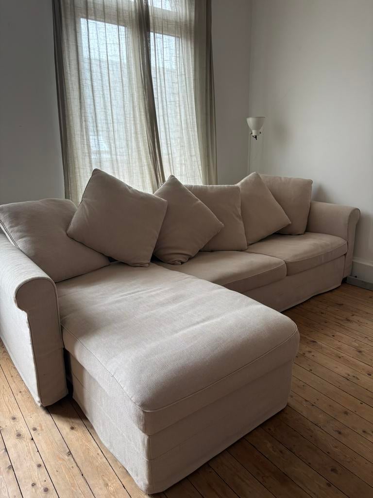 3-zits slaapbank met chaise longue en opbergruimte, Huis en Inrichting, Ophalen, Zo goed als nieuw, Vierpersoons of meer, Kunststof