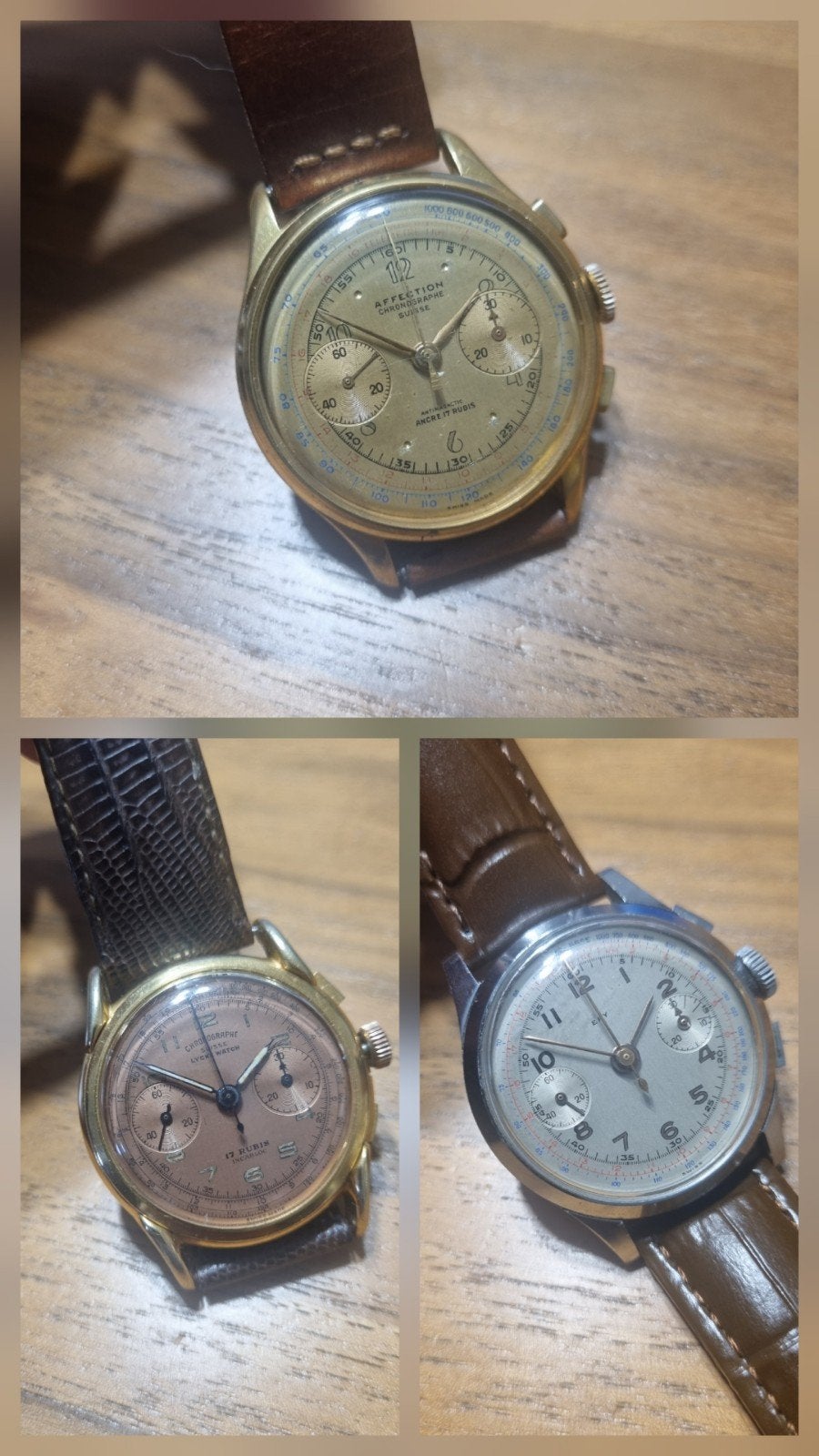 lot de chronographes, Montre-bracelet, Autres marques, 1930 à 1960, Enlèvement ou Envoi