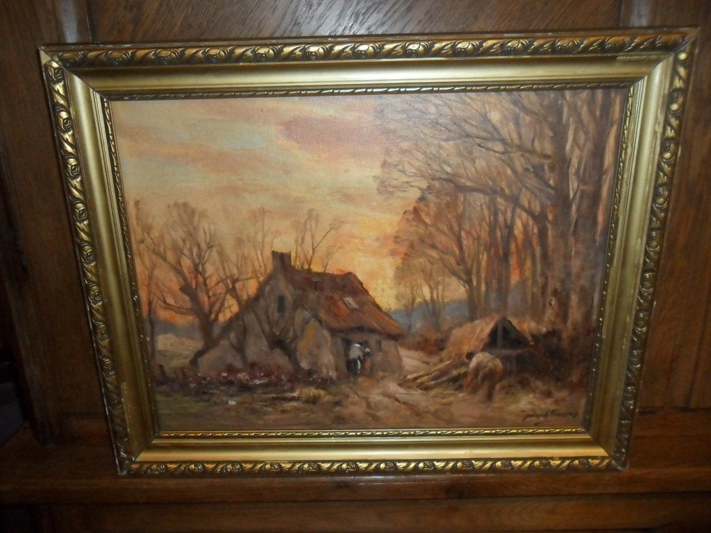 Belle HST de François Joseph (1851 St-Josse - Bxl 1940), Antiquités & Art, Enlèvement ou Envoi, Peinture à l'huile, Paysage, Signé