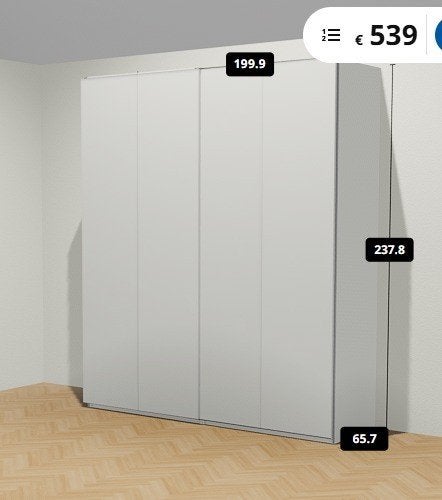 Dressing armoire Ikea Pax 200x58x236cm portes coulissantes, Enlèvement