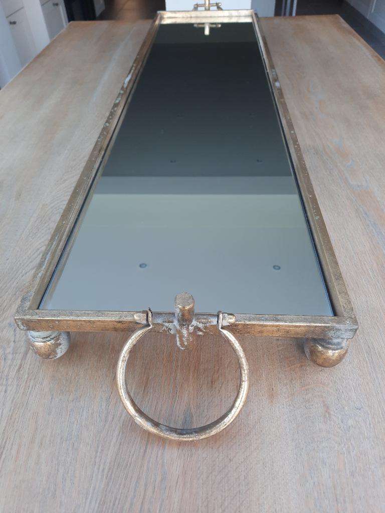 Decoratief dienblad met spiegel, Huis en Inrichting, Woonaccessoires | Dienbladen, Ophalen, Zo goed als nieuw, Rechthoekig, Metaal