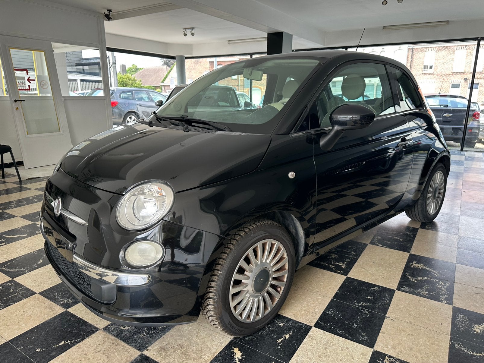 Fiat 500 1.2i Panorama / Airco 108000 km, Auto's, Fiat, Voorwielaandrijving, Stof, Zwart, Bedrijf