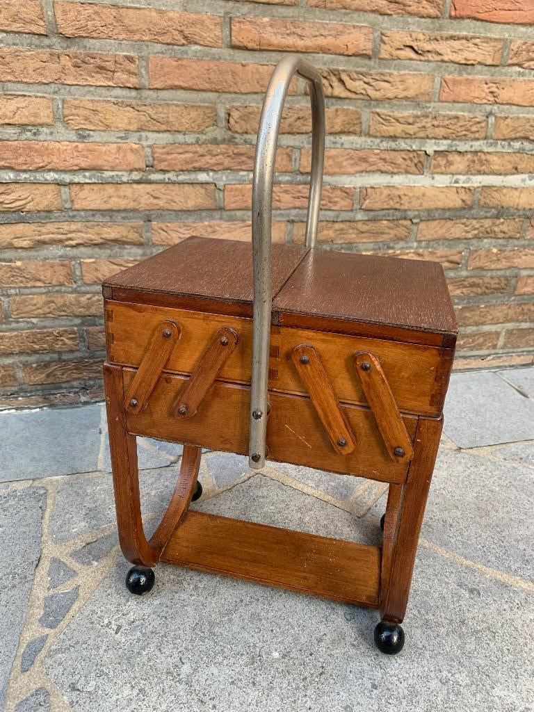Authentieke houten naaidoos – jaren 60, Antiek en Kunst, Ophalen of Verzenden