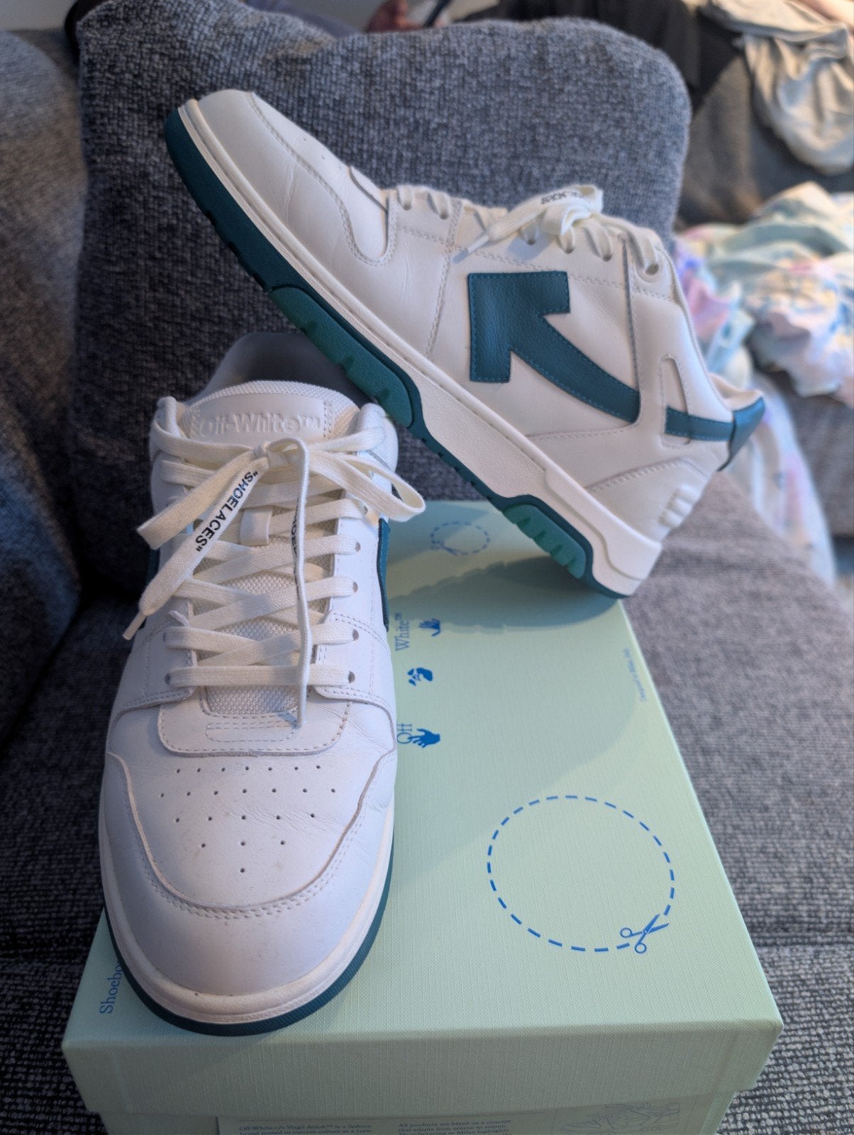 Off-White Out of Office "Teal" / White - Maat 46., Kleding | Heren, Schoenen, Ophalen, Blauw, Sneakers