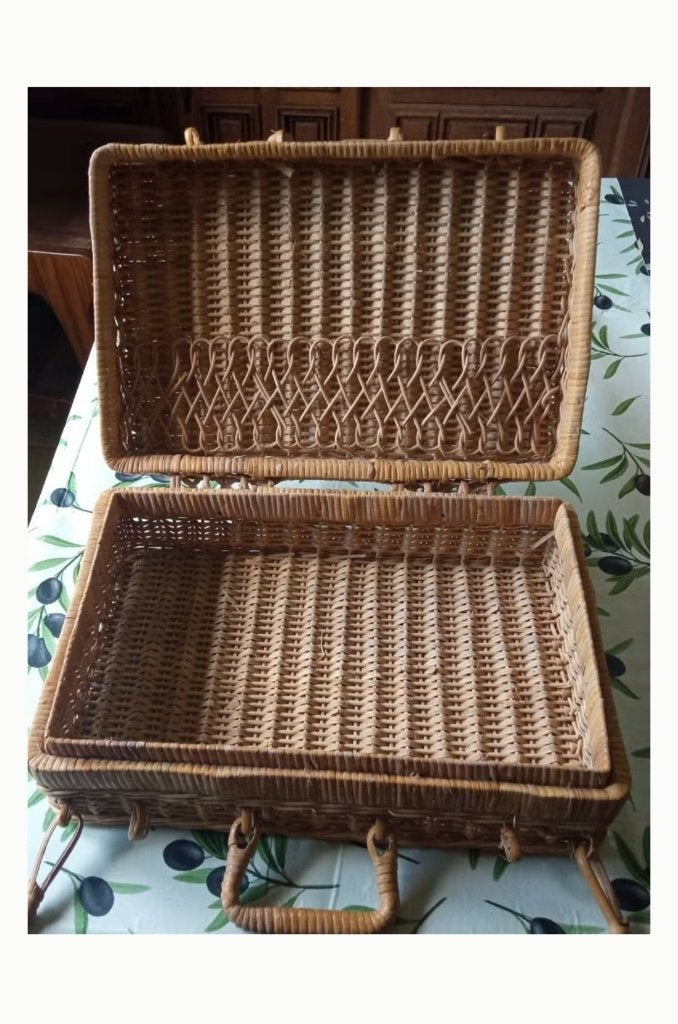 Valise en osier années 70, Enlèvement, Neuf
