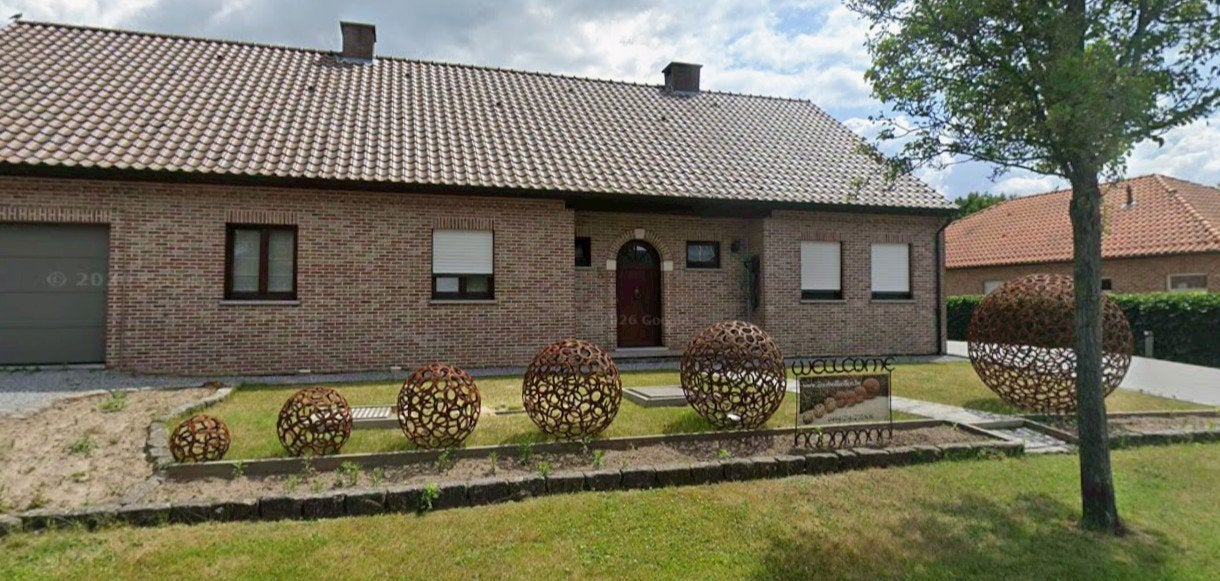 Hoefijzer bollen , tuindecoratie , smeedijzer , roestkleur, Ophalen of Verzenden