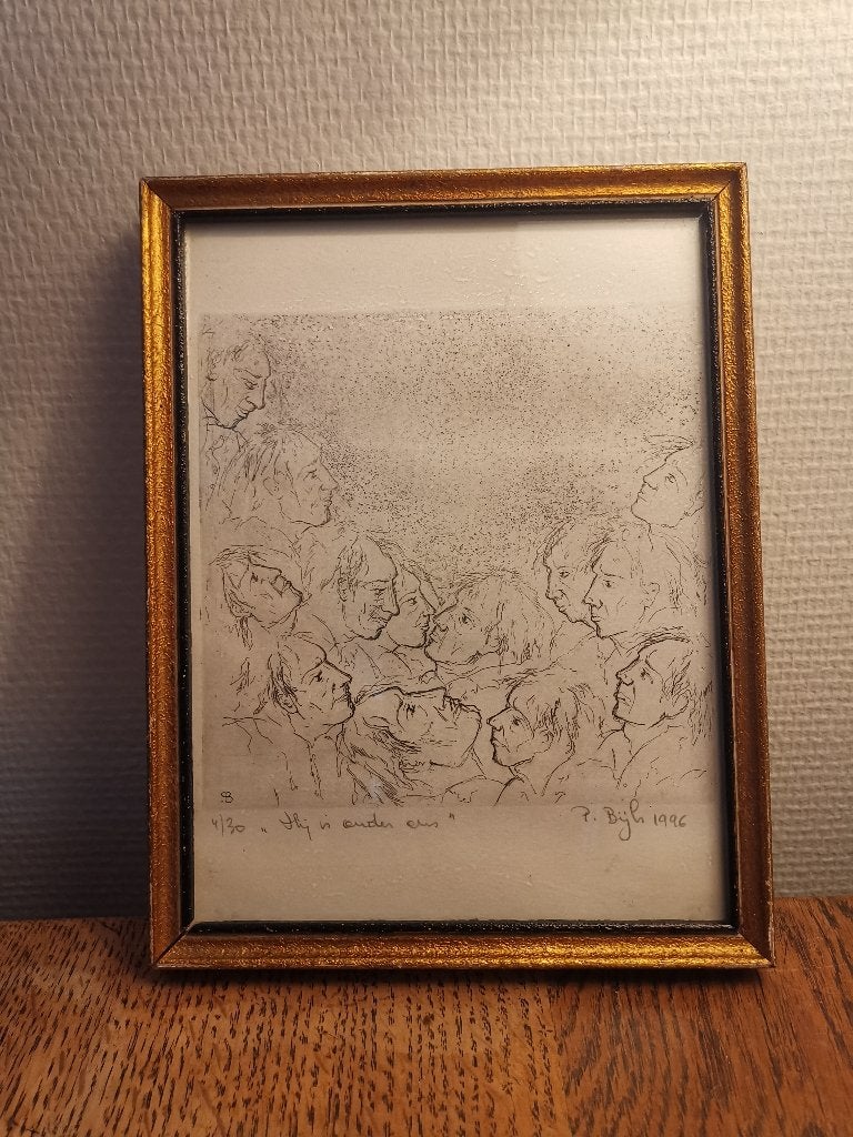 Authentieke prent met kader, Gebruikt, 1980 tot heden, Ophalen of Verzenden, Prent
