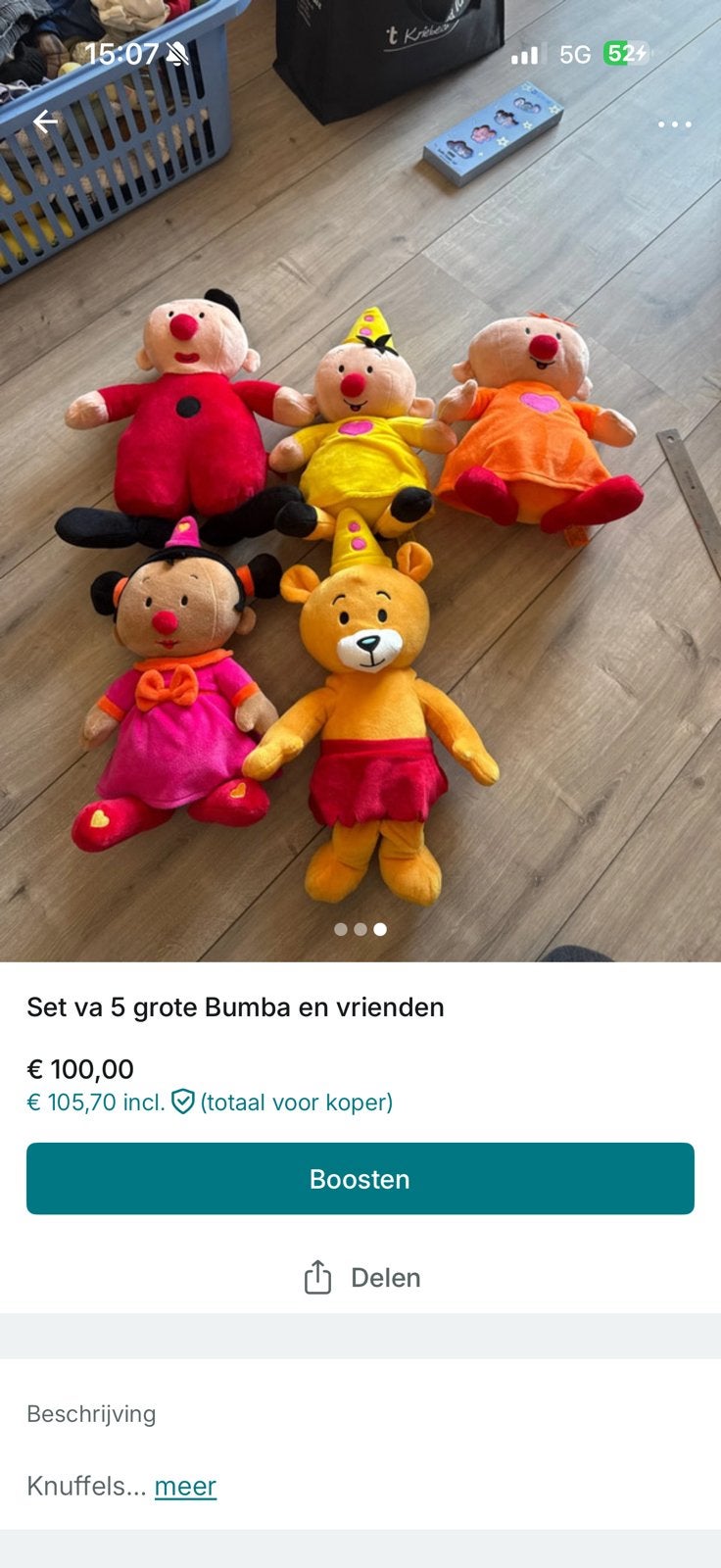 Set 5 grote bumba en vrienden, Kinderen en Baby's, Ophalen of Verzenden, Zo goed als nieuw