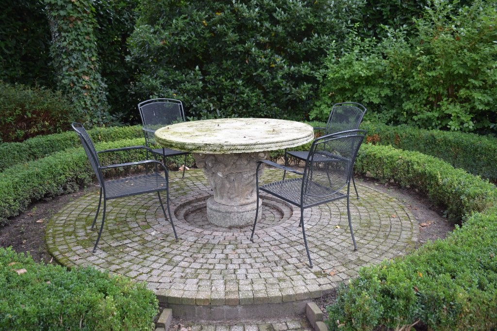 Antieke stenen tuintafel, Enlèvement, Utilisé, Rond, Autres matériaux