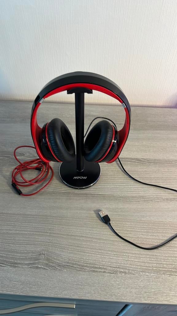 Casque Bluetooth Mpow 059 sans fil (noir & rouge) + support, Ophalen of Verzenden, Zo goed als nieuw, Draadloos