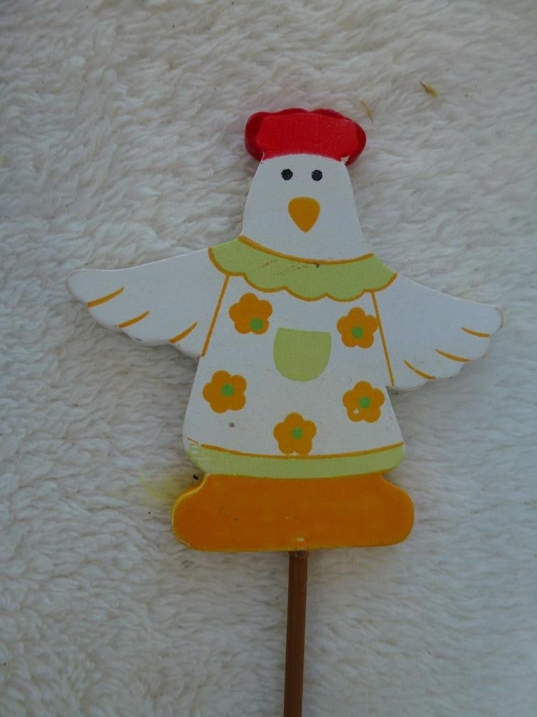 décoration de Pâques 1 poulet sur un bâton en bois, Enlèvement ou Envoi, Neuf