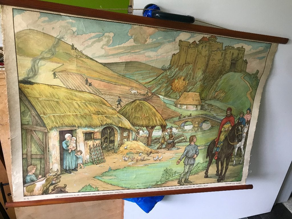 historische plaat, Gebruikt, Wandhanger, Meerkleurig, Textiel