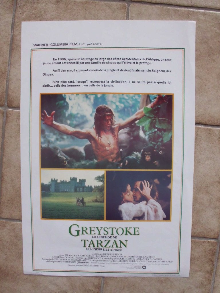 filmaffiche Greystoke, The Legend Of tarzan 1984 filmposter, Enlèvement ou Envoi, Rectangulaire vertical, A1 jusqu'à A3, Comme neuf