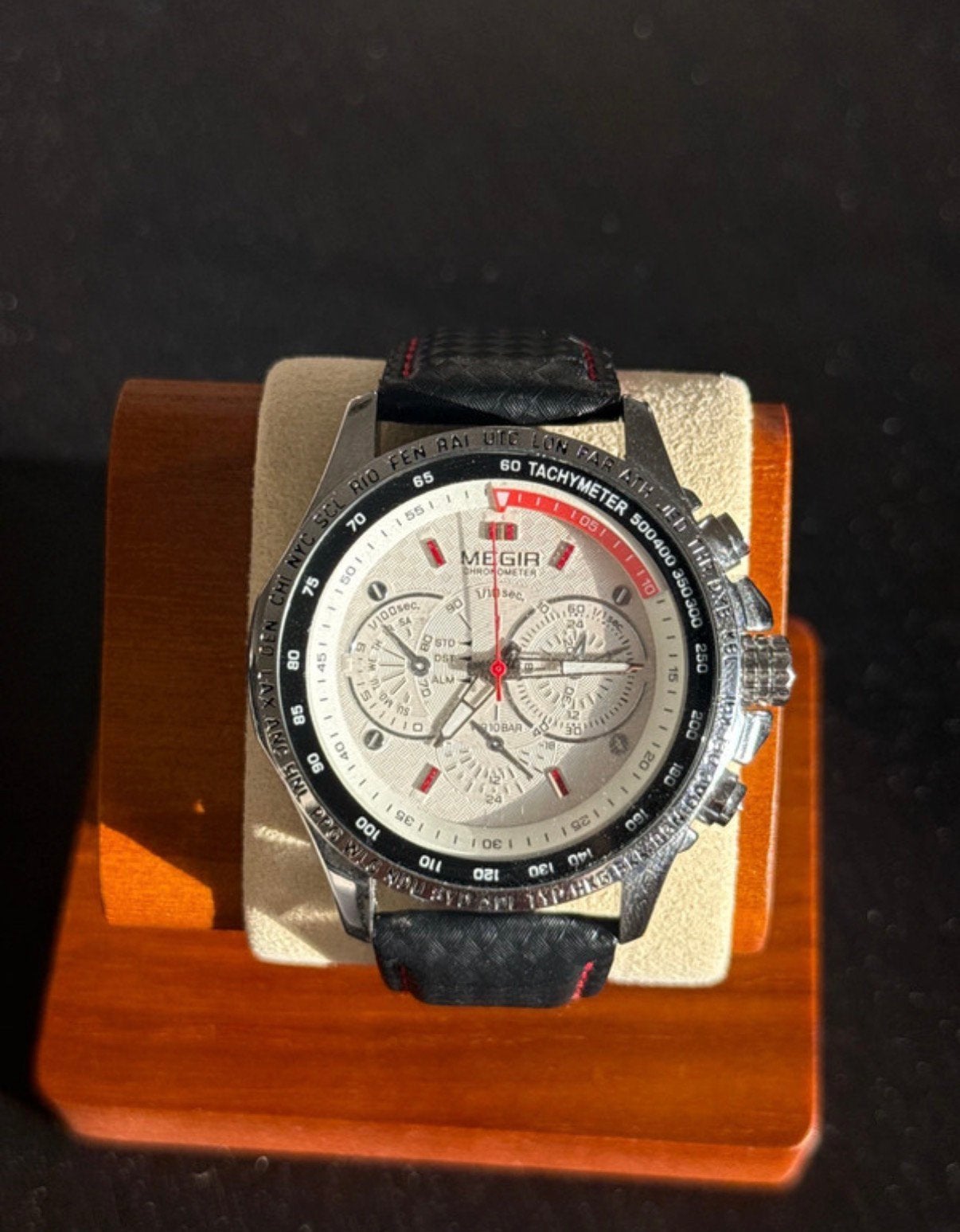 Montre chronomètre Megir pour homme M:1010 - Modèle sportif, Enlèvement, Comme neuf, Cuir