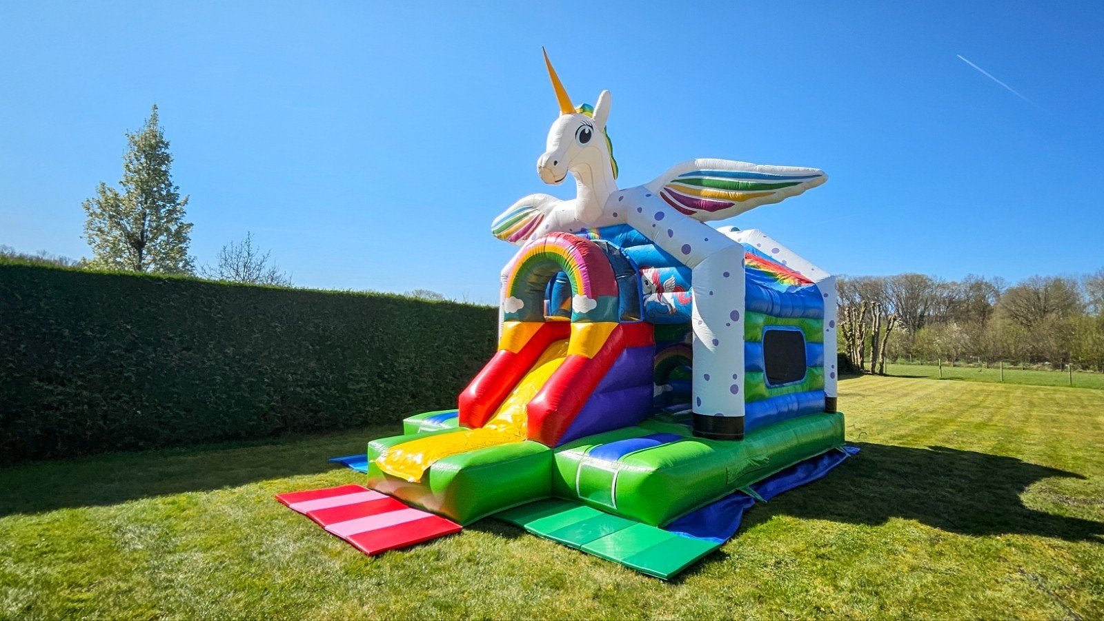Château gonflable Licorne à louer, Enlèvement