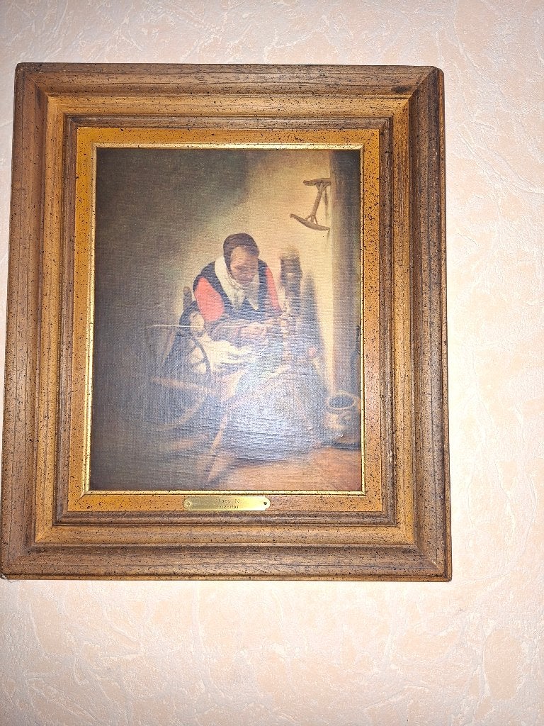 schilderij spinster, Antiek en Kunst, Kunst | Schilderijen | Klassiek, Ophalen