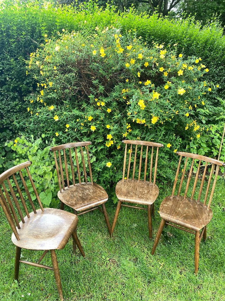 4 Vintage cafe horeca bistro stoelen, Ophalen, Gebruikt, Bruin, Vier