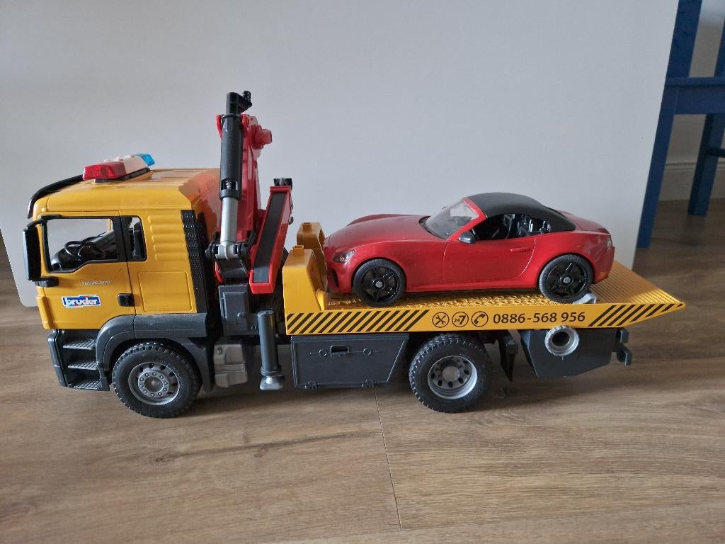 Bruder 03552 Scania takelwagen R-serie met sportauto, Enlèvement, Comme neuf