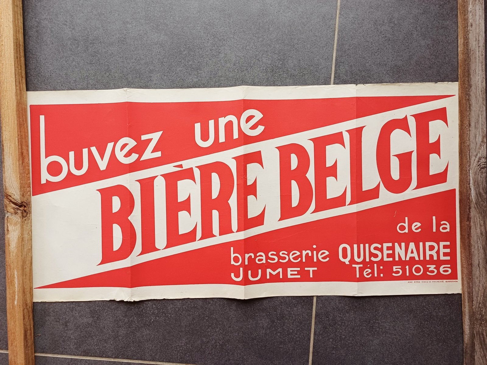 Affiche ancienne Bière belge - Quisenaire Jumet, Collections, Enlèvement ou Envoi, Comme neuf