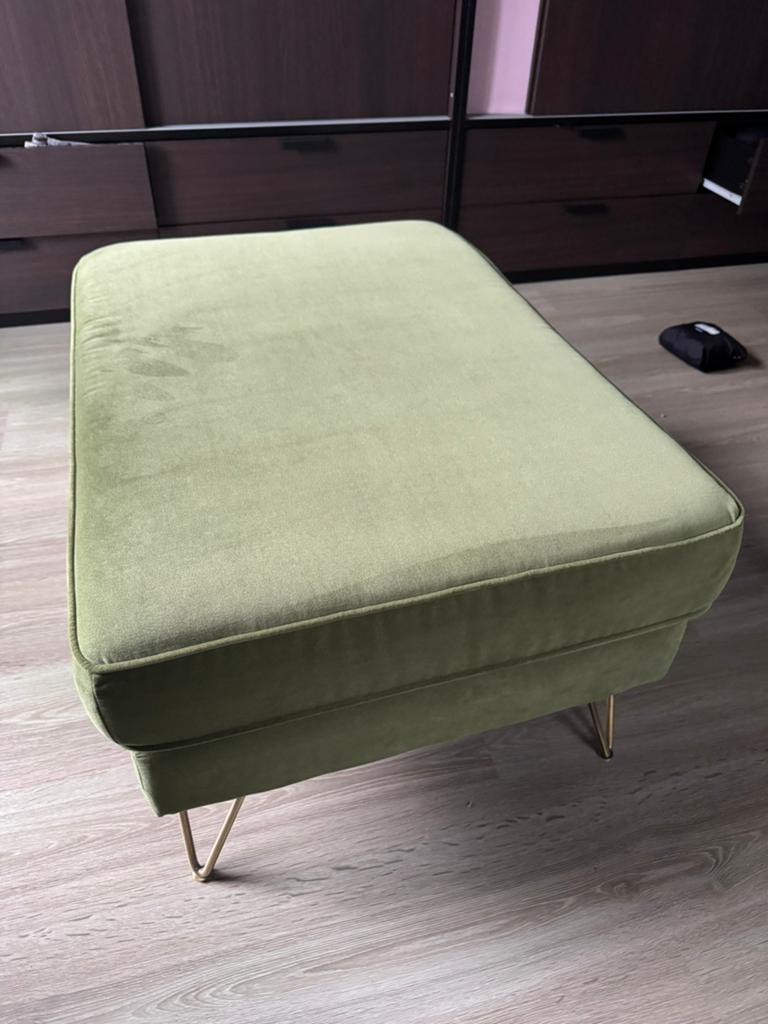 Pouf velour 60/80 etat neuf, Neuf, Bois, Enlèvement, 50 à 75 cm