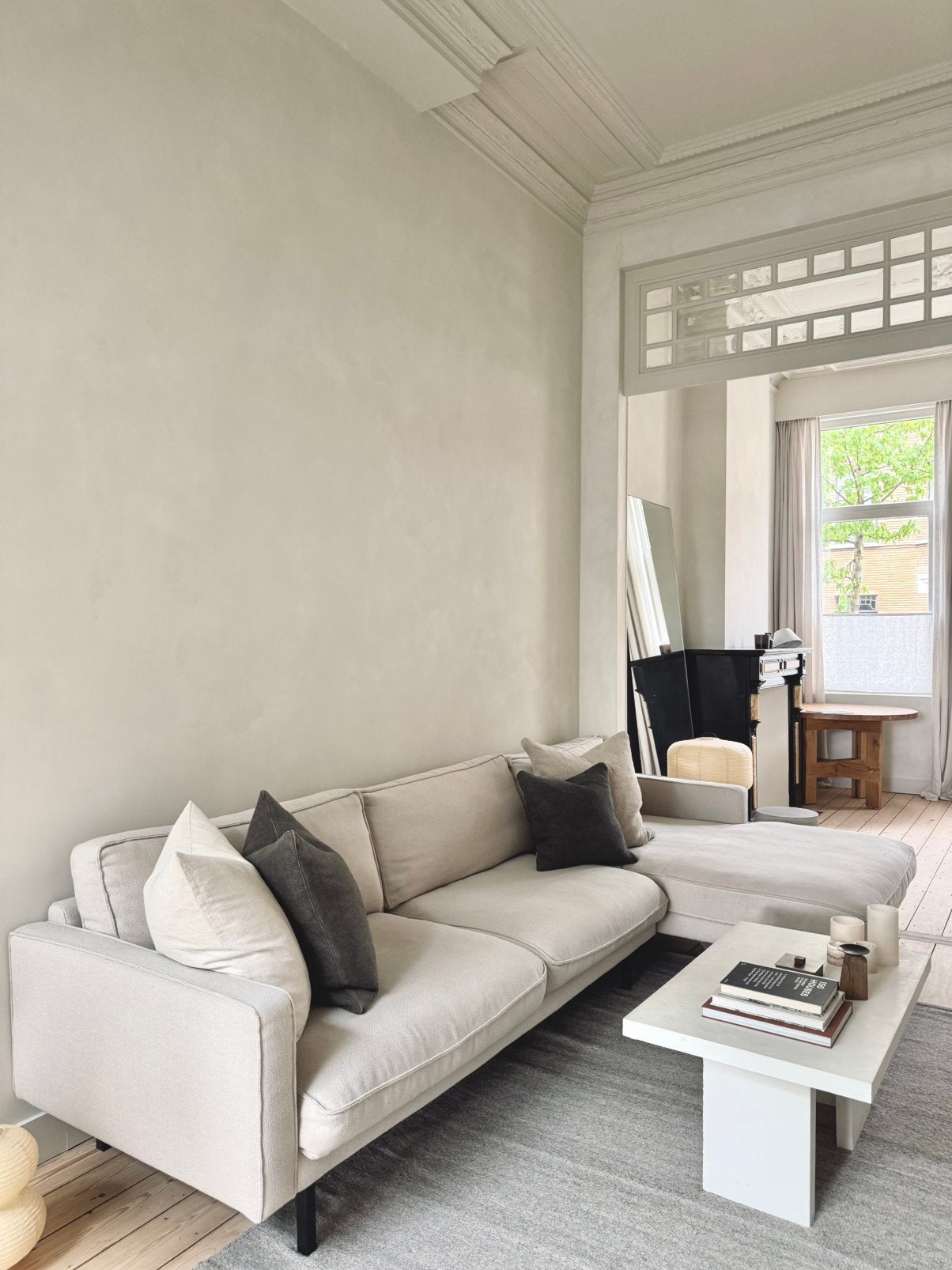 Grote comfortabele zetel - kleur: beige, Enlèvement, Utilisé, Tissus