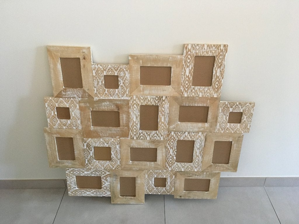 Nieuwe fotokader in hout van Maisons du Monde met 18 foto’s, Hout, Zo goed als nieuw, Wissellijst, Hangend