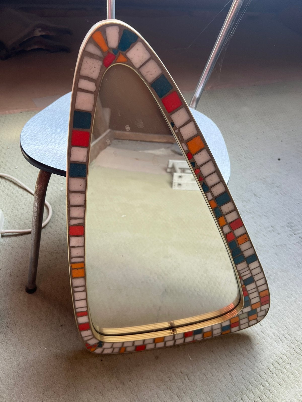Miroir Vintage Knitter Duro, mosaïque des années 1970, Enlèvement
