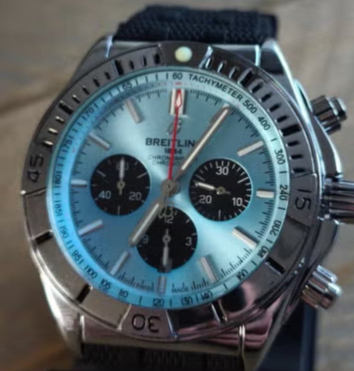 Breitling Chonograph 1884 Ice Bleu, Bijoux, Sacs & Beauté, Enlèvement ou Envoi, Breitling, Acier, Autres matériaux