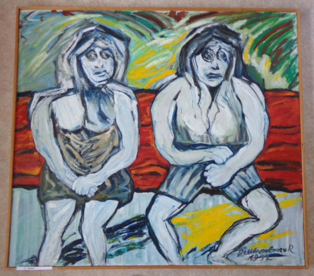 ROBERT DE WISPELAERE / SAMEN ZIJN / OLIEVERF 123x137cm KADER, Ophalen, Figuren, Gesigneerd, Olieverf