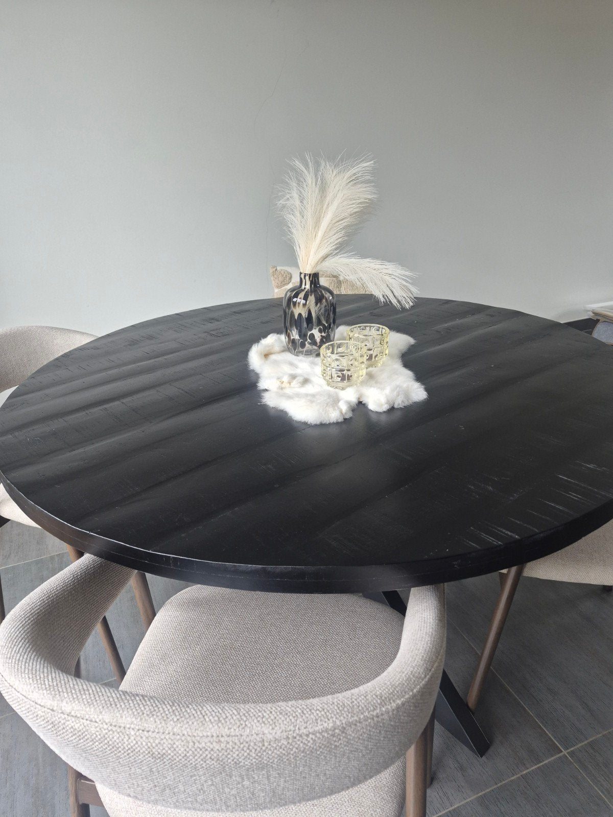 houten tafel mango met metalen poten, Huis en Inrichting, Ophalen